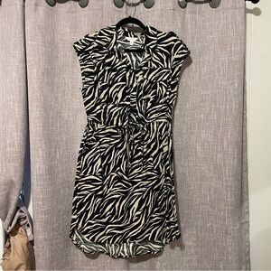 Time and Tru Zebra Print Midi Dress, M